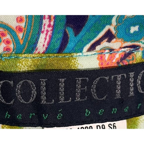 Harvé Benard Womens Paisley Print Jacket Size 8 Cotton Blend Green & Teal - Picture 9 of 13